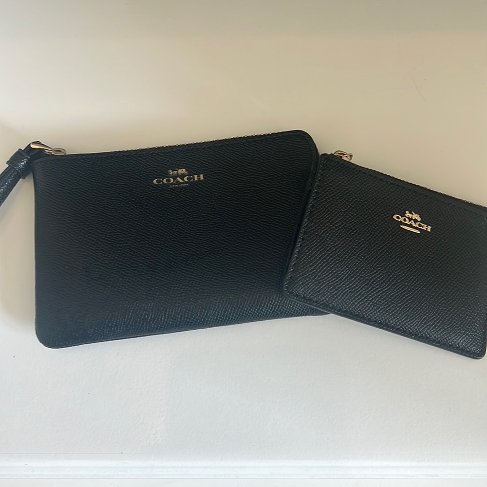Coach wristlet and change purse - black